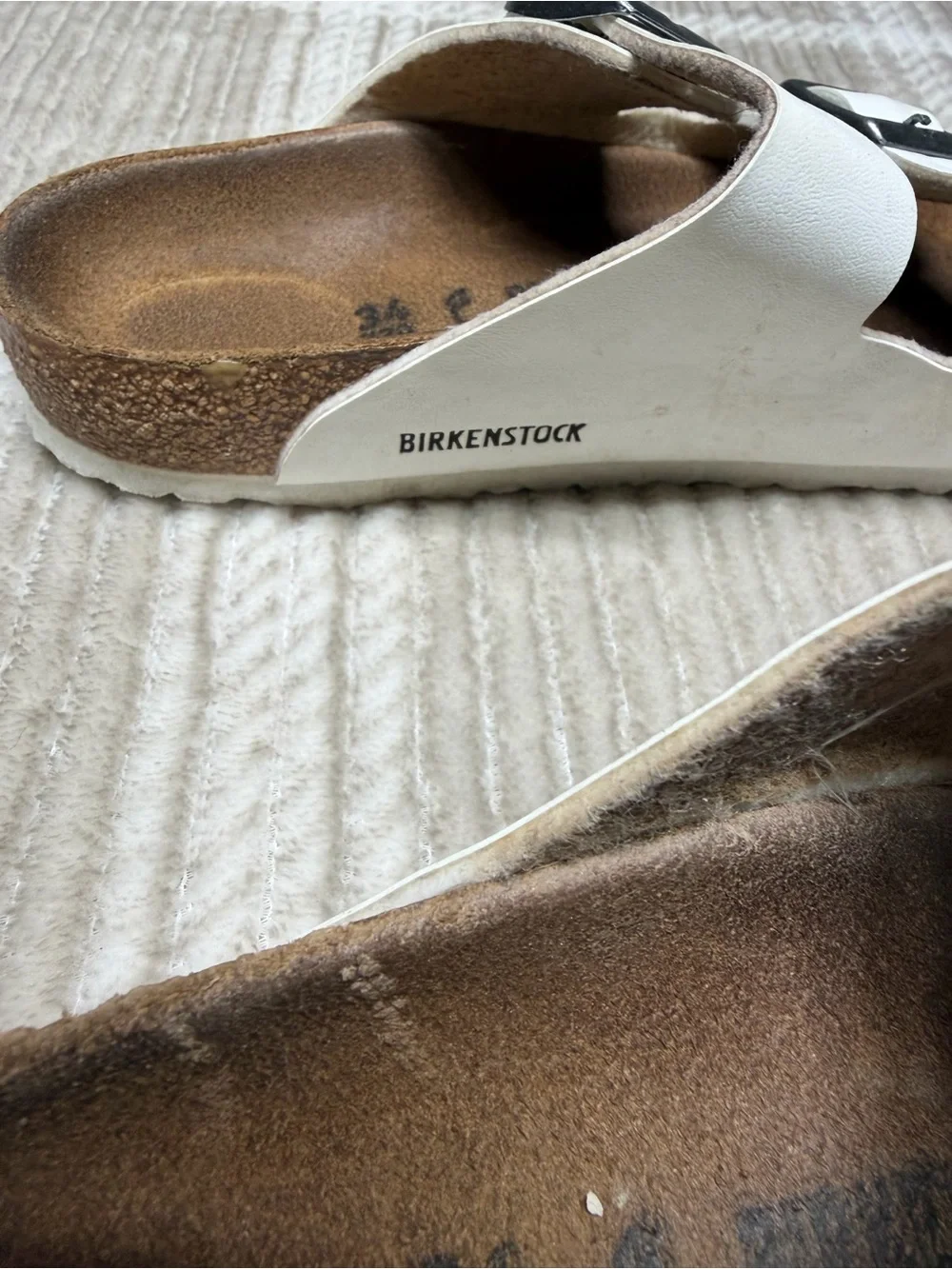 Birkenstock White Double Strap Cork Footbed Sandals with Buckles
